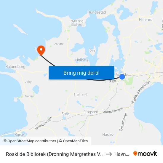 Roskilde Bibliotek (Dronning Margrethes Vej) to Havnsø map