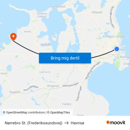 Nørrebro St. (Frederikssundsvej) to Havnsø map