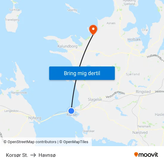Korsør St. to Havnsø map