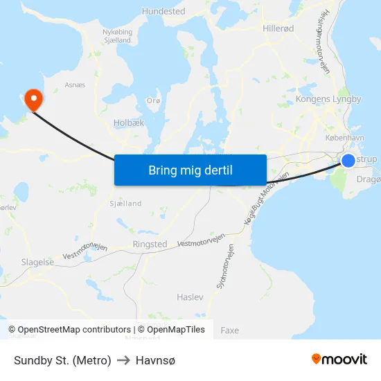 Sundby St. (Metro) to Havnsø map