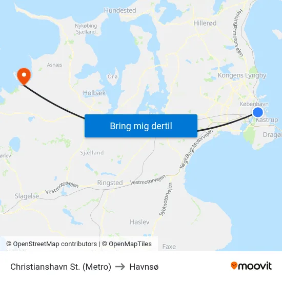 Christianshavn St. (Metro) to Havnsø map