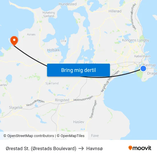 Ørestad St. (Ørestads Boulevard) to Havnsø map