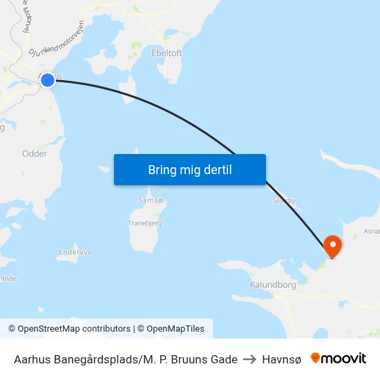 Aarhus Banegårdsplads/M. P. Bruuns Gade to Havnsø map