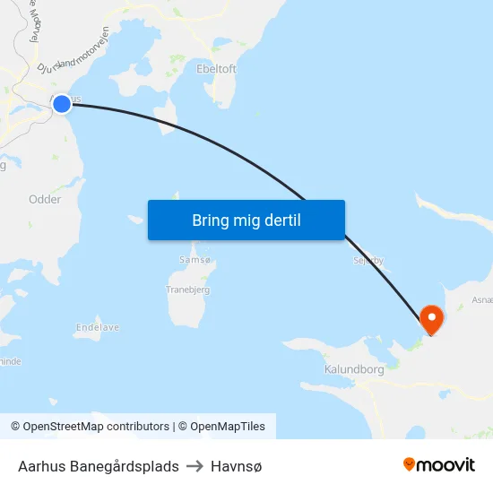 Aarhus Banegårdsplads to Havnsø map
