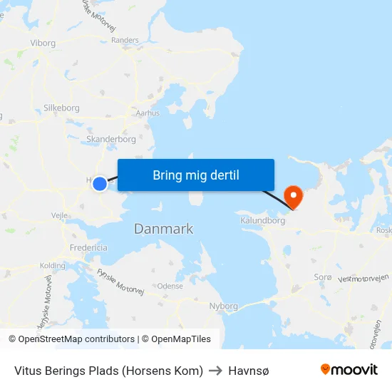 Vitus Berings Plads (Horsens Kom) to Havnsø map