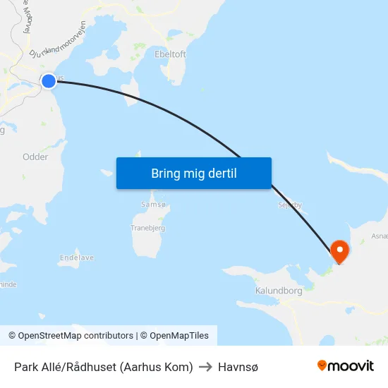 Park Allé/Rådhuset (Aarhus Kom) to Havnsø map