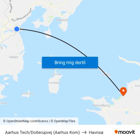 Aarhus Tech/Dollerupvej (Aarhus Kom) to Havnsø map