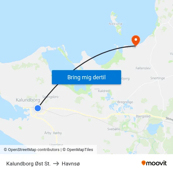 Kalundborg Øst St. to Havnsø map