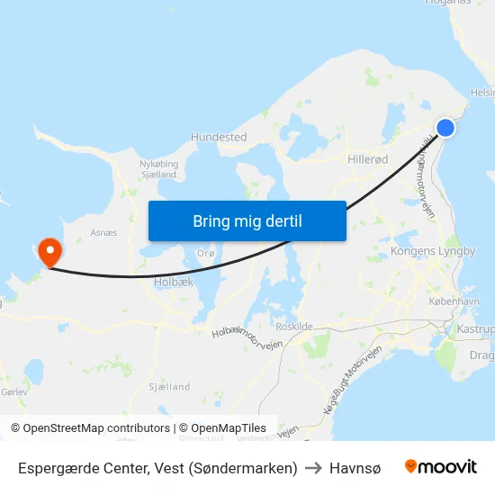Espergærde Center, Vest (Søndermarken) to Havnsø map