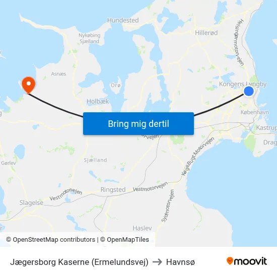 Jægersborg Kaserne (Ermelundsvej) to Havnsø map