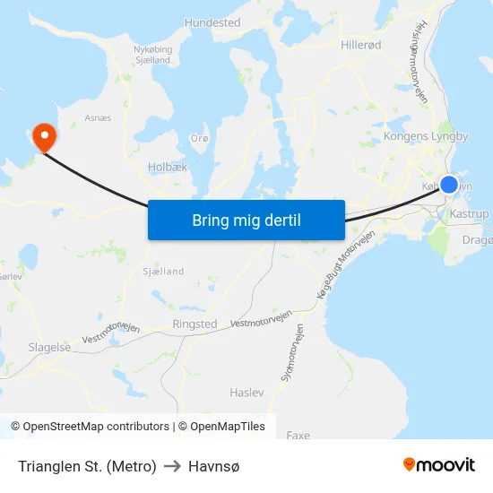 Trianglen St. (Metro) to Havnsø map