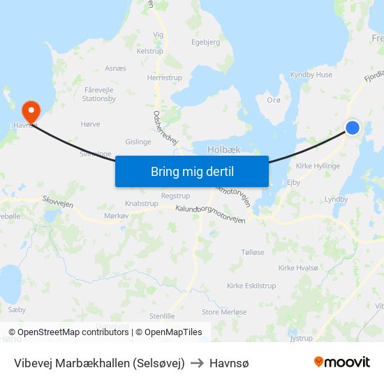 Vibevej Marbækhallen (Selsøvej) to Havnsø map