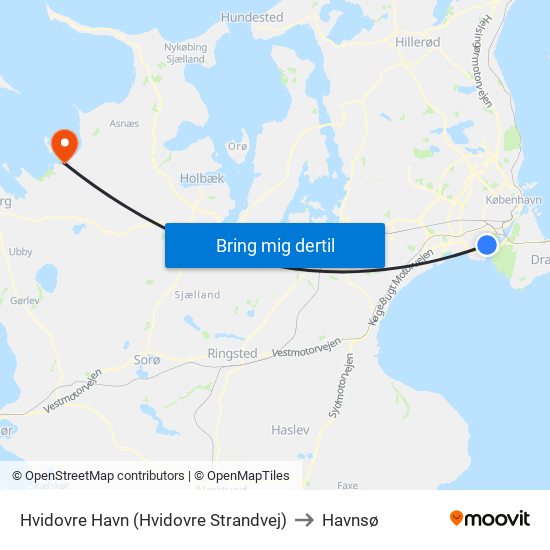 Hvidovre Havn (Hvidovre Strandvej) to Havnsø map