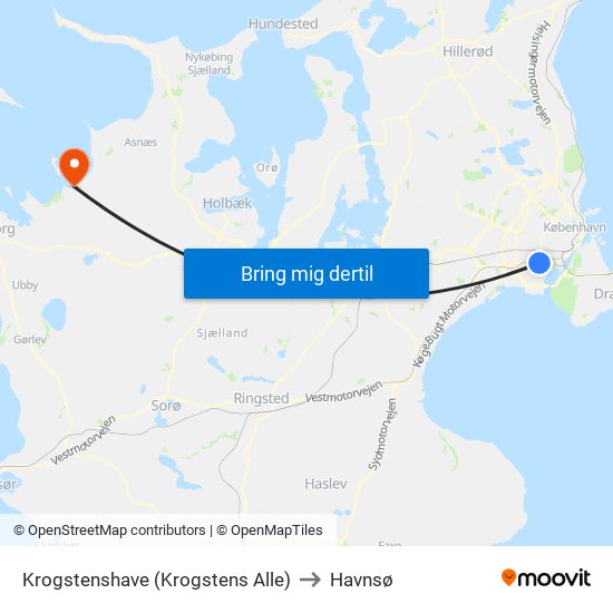 Krogstenshave (Krogstens Alle) to Havnsø map