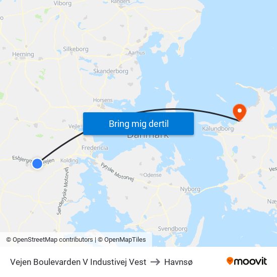 Vejen Boulevarden V Industivej Vest to Havnsø map