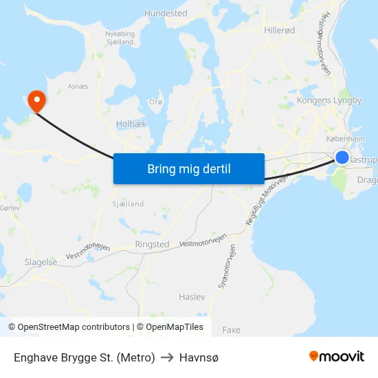 Enghave Brygge St. (Metro) to Havnsø map