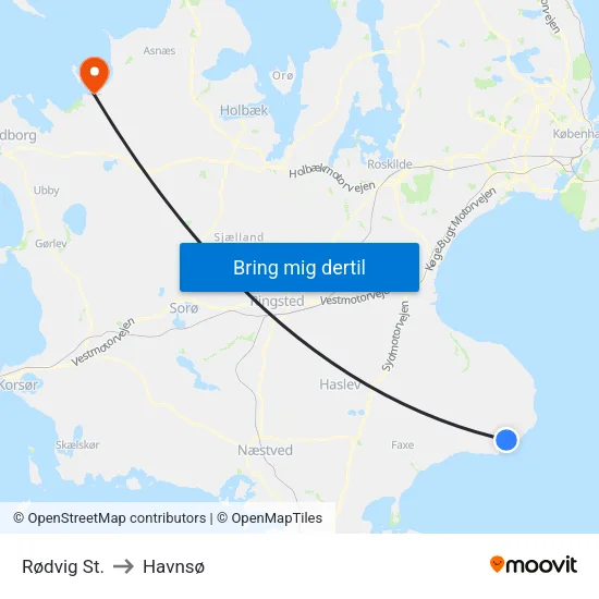 Rødvig St. to Havnsø map