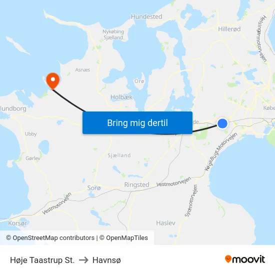 Høje Taastrup St. to Havnsø map