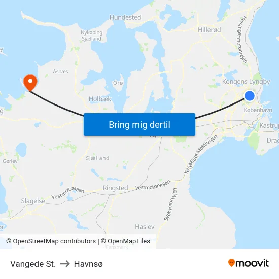 Vangede St. to Havnsø map