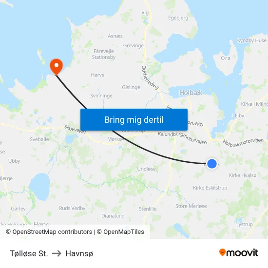 Tølløse St. to Havnsø map