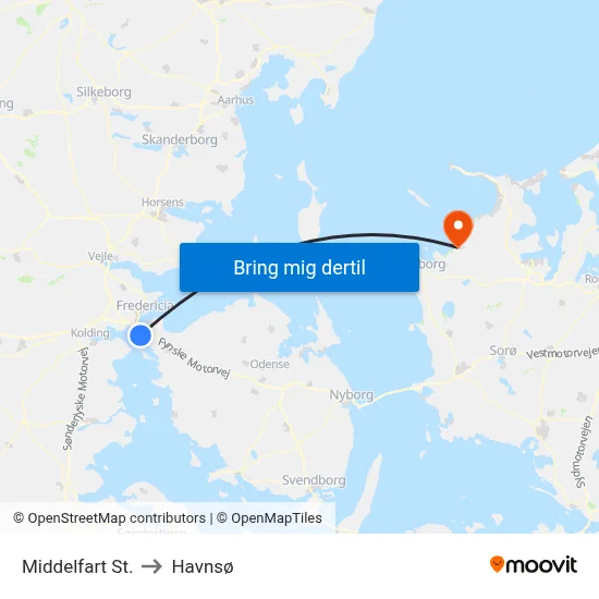 Middelfart St. to Havnsø map