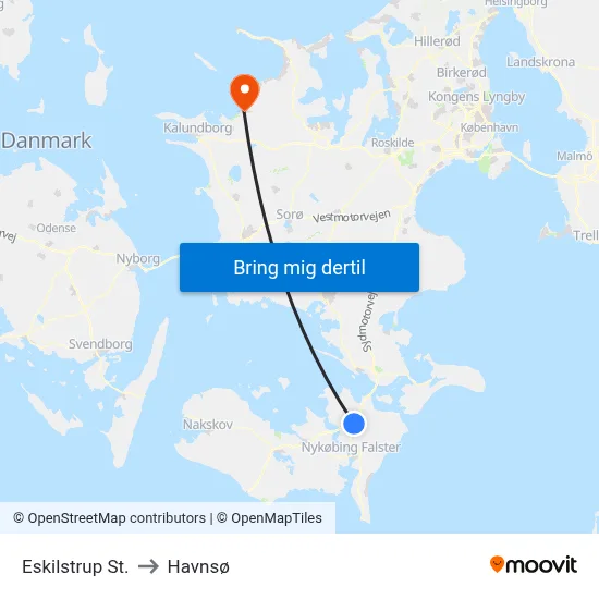 Eskilstrup St. to Havnsø map