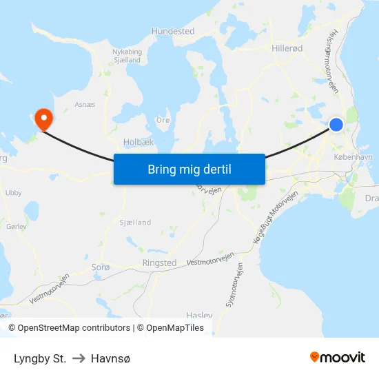 Lyngby St. to Havnsø map