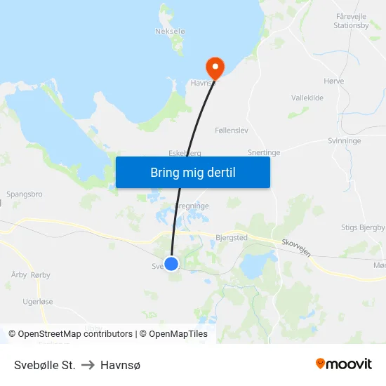 Svebølle St. to Havnsø map