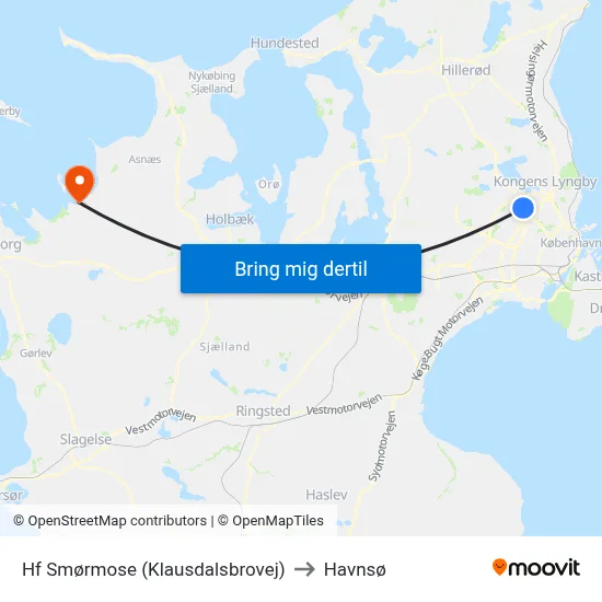 Hf Smørmose (Klausdalsbrovej) to Havnsø map