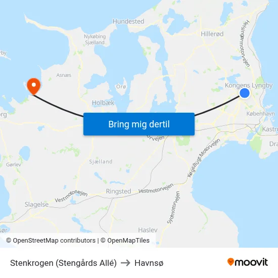 Stenkrogen (Stengårds Allé) to Havnsø map