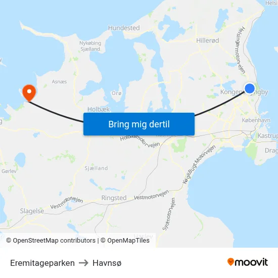 Eremitageparken to Havnsø map