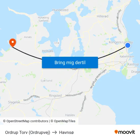 Ordrup Torv (Ordrupvej) to Havnsø map