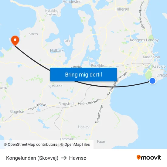 Kongelunden (Skovvej) to Havnsø map