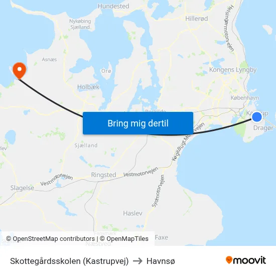Skottegårdsskolen (Kastrupvej) to Havnsø map