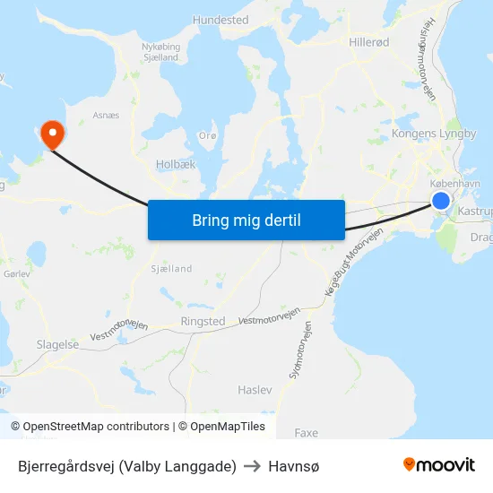 Bjerregårdsvej (Valby Langgade) to Havnsø map