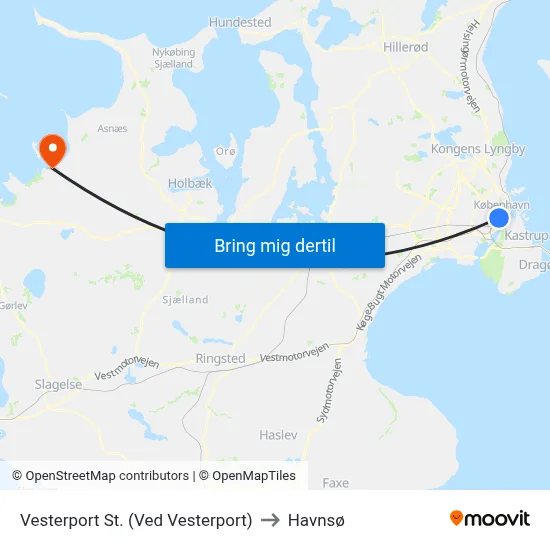 Vesterport St. (Ved Vesterport) to Havnsø map