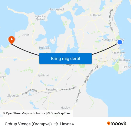 Ordrup Vænge (Ordrupvej) to Havnsø map
