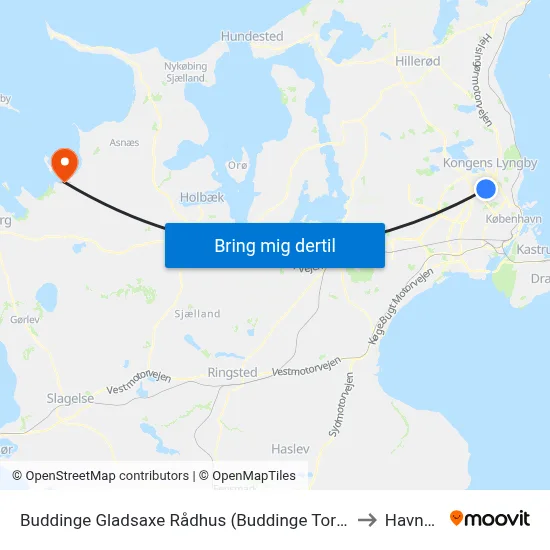 Buddinge Gladsaxe Rådhus (Buddinge Torv) to Havnsø map
