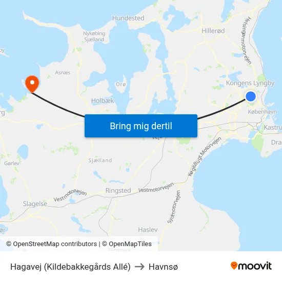 Hagavej (Kildebakkegårds Allé) to Havnsø map