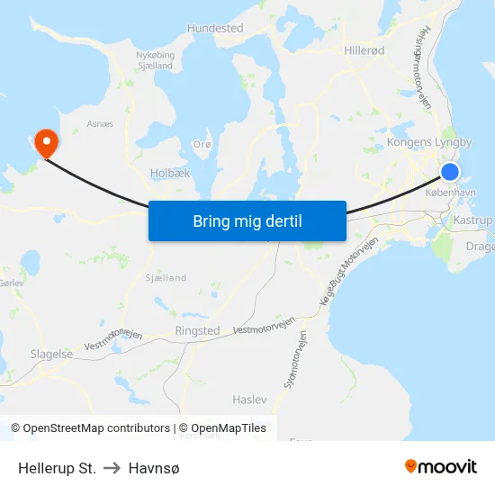 Hellerup St. to Havnsø map