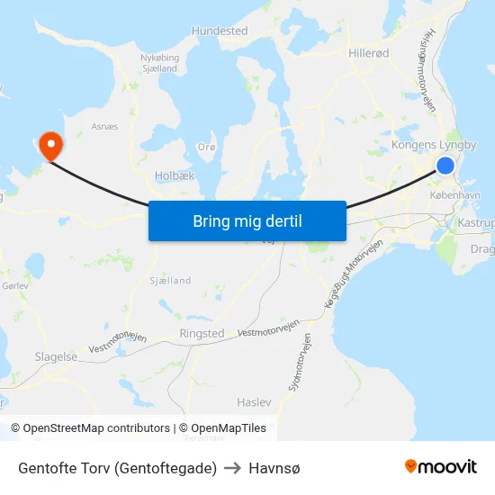 Gentofte Torv (Gentoftegade) to Havnsø map