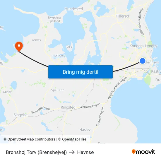 Brønshøj Torv (Brønshøjvej) to Havnsø map