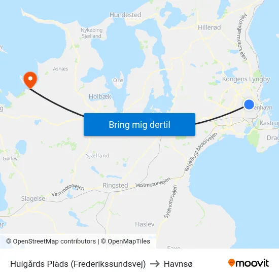 Hulgårds Plads (Frederikssundsvej) to Havnsø map