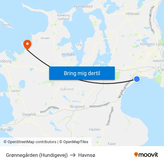 Grønnegården (Hundigevej) to Havnsø map