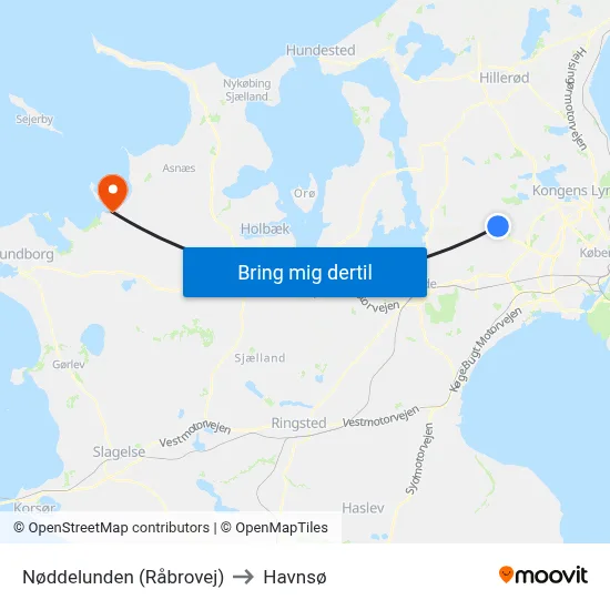 Nøddelunden (Råbrovej) to Havnsø map