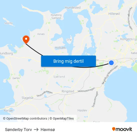 Sønderby Torv to Havnsø map