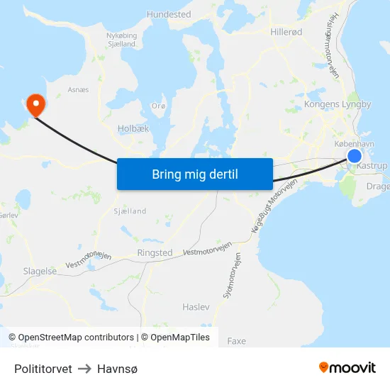 Polititorvet to Havnsø map