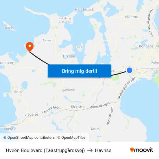 Hveen Boulevard (Taastrupgårdsvej) to Havnsø map