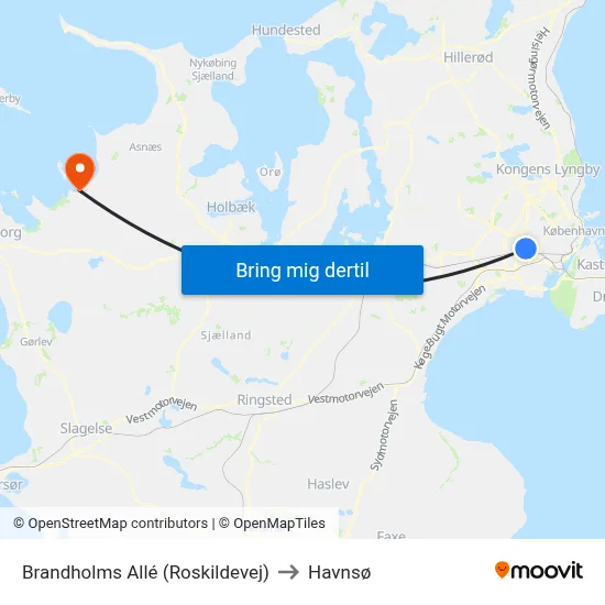 Brandholms Allé (Roskildevej) to Havnsø map