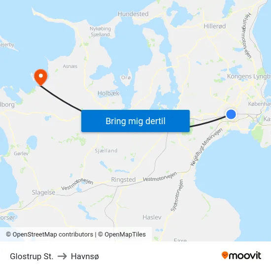 Glostrup St. to Havnsø map